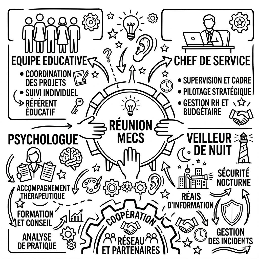 3.1. Coopération en MECS : Guide de l&rsquo;équipe pluridisciplinaire pour les remplaçants et veilleurs de nuit